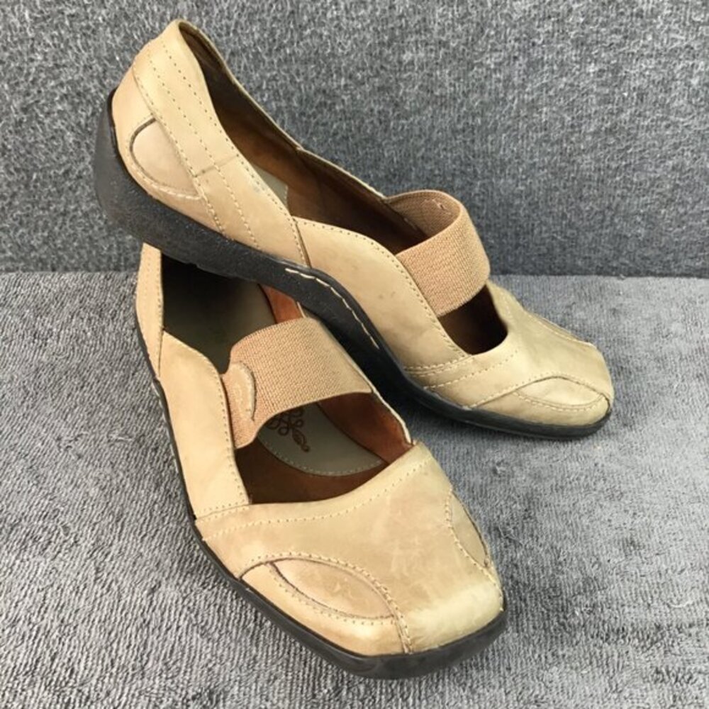 Natural Soul by Naturalizer Women's‎ Slip-On Leather  Tan Elastic Shoe Sz 9.5 W
